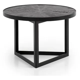 FineBuy Couchtisch Rund Schwarz Massivholz 58 x 58 x 40 cm