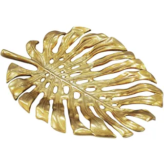 FineBuy FineBuy, Dekoschale, Dekoschale Metall 36cm Blatt Standdeko Design Tischdeko Obstschale Deko Alu
