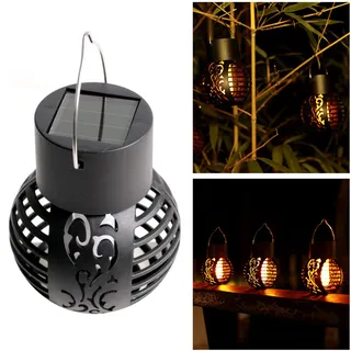 IP65 Wasserdichte Solar Laterne Flamme LED , Edelstahl Solarleuchte Deko Lampe für Party, Urlaub, Garten, Outdoor, Gartendeko Solarlaterne Solarlampen für Außen (2Pcs)