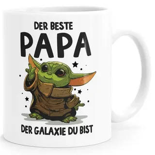 MoonWorks Tasse Kaffee-Tasse Papa Sprüche Geschenk Vatertag Lustig Motiv Baby-Yoda, Keramik weiß