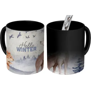 MuchoWow Tasse Winter - Fuchs - Schnee, 1-tlg., Keramik, Farbwechsel, Kaffee Tassen, Teetasse, Zaubertasse, Geschenk bunt