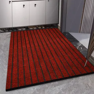 Swsen Fußmatte für den Außenbereich, Eingangsmatte, rutschfest und langlebig, absorbiert Wasser und nimmt Schmutz auf, maschinenwaschbar, Dunkelrot, 90 x 200 cm