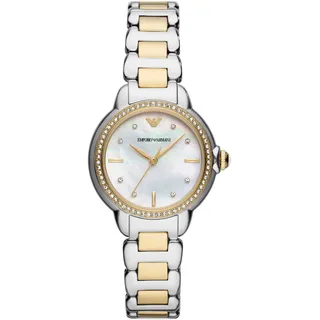 Quarzuhr EMPORIO ARMANI "AR11524" Armbanduhren goldfarben (silberfarben, goldfarben) Damen Quarzuhren Armbanduhr, Damenuhr, Perlmutt-Zifferblatt, analog