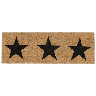 Fußmatte Kokos Fußmatte Sterne schmal, relaxdays, Höhe: 15 mm braun|schwarz