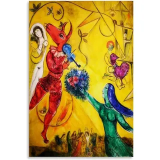 ZZYGGN GMGSW Retro Marc Chagall《Der Tanz》Wandkunst Marc Chagall Kunstdrucke Marc Chagall Poster Retro Malerei Leinwand für Wohnkultur Bild 50x75cmx1 Kein Rahmen