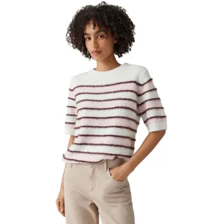 Opus Kurzarmpullover Sweatshirt Gestreift Weiß 44