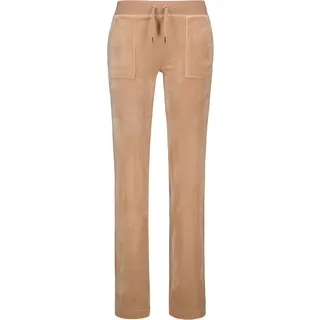 Sweathose JUICY COUTURE "DEL RAY TRACKPANT GOLD HARDWARE Damen", Damen, Gr. L, EURO-Größen, braun (caramel), Samt, 95% Polyester, 5% Elasthan, figurbetont, Hosen Sweathose, Trainingshose Damen, Sweathose, Velour, Jogginghose mit Glitzer, Sale