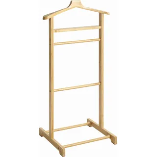 Herrendiener, Natur, Holz, Bambus, massiv, 48x97x36 cm, standfeste Füße, Hosenhalter, Jackenhalter, Garderobe, Garderobenständer