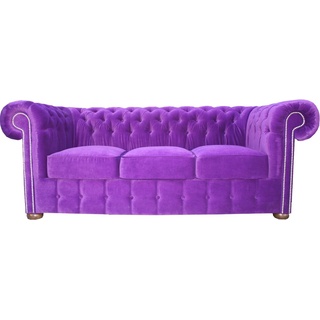 Casa Padrino Chesterfield 3er Sofa in Lila 200 x 90 x H. 78 cm - Luxus Qualität