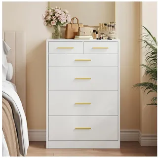 VASAGLE Kommode mit 6 Schubladen 60,1 x 88,4 x 40 cm Weiß