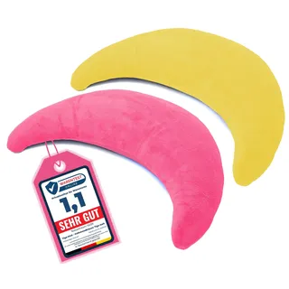 Tiga-Med 2 x Halbmondkissen TIGA-Soft | 2 Stück | Ergonomisches Nackenkissen/Stillkissen/Kopfkissen mit Mikroperlen | Bezug separat waschbar bei 40°C (rosa & mondgelb)