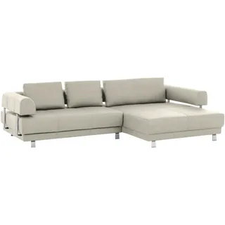 Stylife Ecksofa, Creme, Metall, Echtleder, Dickleder, 3-4-Sitzer, Füllung: Polyurethan (Pur), Ottomane rechts, L-Form, 307x188 cm, Goldenes M, Typenauswahl, Fußauswahl, Lederauswahl, Stoffauswahl, Rücken echt, individuell planbar, Wohnzimmer, Sofas & Couches, Wohnlandschaften, Ecksofas