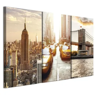 LUMASOUL Wandbilder 3er Set für Wohnzimmer New York 90x60 cm3-teiliges Leinwandbild für Schlafzimmer Flur Büro und Küche