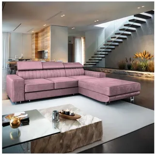 Masseno Ecksofa NOTO mit Schlaffunktion L-Form, Sofa mit Bettkasten lila