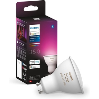 Philips Hue White & Color Ambiance GU10 LED Spot (350 lm), dimmbare LED Lampe für das Hue Lichtsystem mit 16 Mio. Farben, smarte Lichtsteuerung über Sprache und App