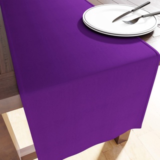 Encasa Table Runner Größe 32x150 cm | Baumwoll -Leinwand Stoff | Lila Solid Color | Waschbarer und dauerhaft