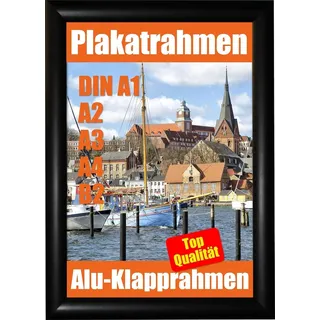 Promo-Station GmbH DIN A1, A2, A3, A4, B2 Klapprahmen, Alu Klapprahmen, Plakatrahmen, Posterrahmen, Wechselrahmen, Bilderrahmen, Rahmen Gehrung Schwarz (A2)