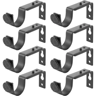 ZOFUN 8 Stück Gardinenstangen Halterung, Verstellbare Wandhalterung Gardinenstange Metall Gardinenstange Halterungen,Vorhangstange Halterung Schwarz Wandhalterung mit Schrauben für Gardinenstangen