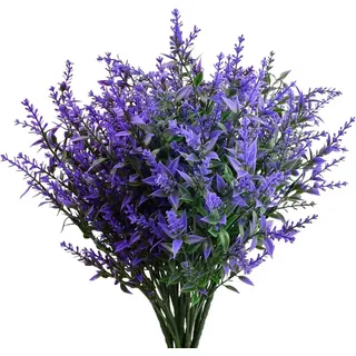 Kunstlavendel Blumen 12 Bundles, UV-beständig, für Innen und Außen, pflegeleicht