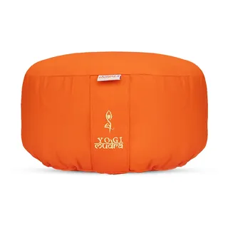 Yogimudra Ersatzbezug für Yogakissen – Rundkissen mit Kordelzug (Ø30 cm x 10 cm, 1 Stück) – 100% Baumwolle (Orange)