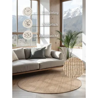 HANSE HOME Jaipur Juteteppich Ø 200 cm Beige/Gold