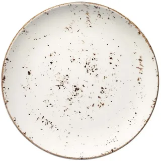 6x Bonna Grain Gourmet Vintage Retro flacher Teller rund 27cm 3cm hoch Weiß Creme Braun Porzellan GRAGRM27DZ Speiseteller Tafel Geschirr