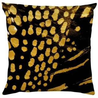 queence Dekokissen Abstraktes Muster Gold, Beidseitig bedruckte Kissenhülle, Kissen 40x40cm, inkl. Reißverschluss schwarz