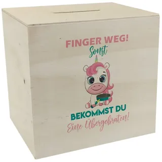 speecheese Spardose Finger weg Einhorn Spardose aus Holz Du bekommst eine Übergebraten in