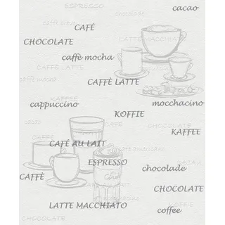 Rasch Textil Vliestapete Kaffee Weiß/Grau/Silber 10,05 x 0,53 m