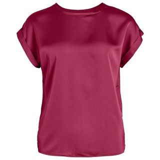 Vila T-Shirt Satin Blusen T-Shirt Kurzarm Basic Top Glänzend VIELLETTE 4599 in Rot rot|schwarz XS (34)ARIZONAS