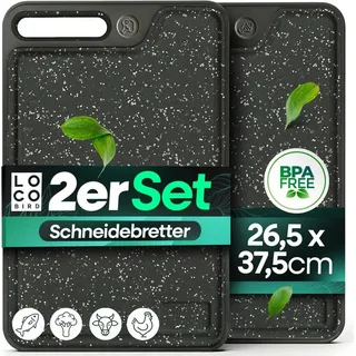 Loco Bird Schneidebrett Kunststoff spülmaschinenfest - 37,5x26,5cm großes Küchenbrett, Kunststoff, (Schneidebrett Plastik), messerschonender chopping board