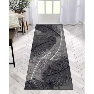 ZDYHMrj Läufer Teppich Lang Flur rutschfest Waschbar 50X300CM Küche Korridor TeppichLäufer für Flur 3D Grau Schlafzimmer Wohnzimmer Polyester Teppichmatte Dauerhaft, Anpassbar Küchenteppich Meterware