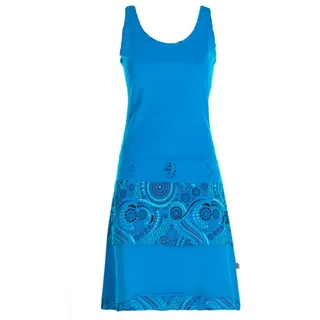 Vishes Sommerkleid Damen Trägerkleid Jersey Ethno-Print Cutwork Alternative Mode, Boho, Hippie, Ethno, Festival blau 42
