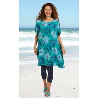 Viskose-Kaftan in Druck türkis in Größe 44-50 von DW-Shop, Türkis, 44-50