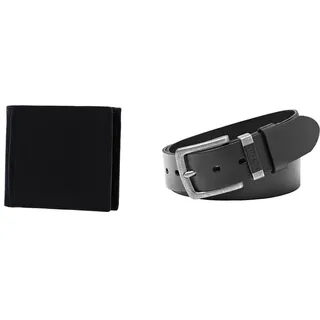 Fossil Herren Ingram Schwarzes Leder Portemonnaie und Jay Gürtel, Set