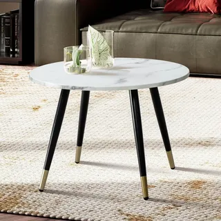 FineBuy Couchtisch Marmor Optik Weiß 60 x 60 x 41 cm