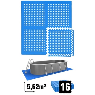eyepower Bodenmatte 5,6 m2 Poolunterlage 16 EVA Matten Unterlegmatten, Outdoor Set Unterlage 62x62 blau