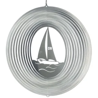 CIM Edelstahl Windspiel - SEGELBOOT 290 - lichtreflektierend - Abmessung: 29x30cm - inkl. Aufhängung - Gartenddeko Metall