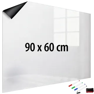 Magnetische Whiteboard-Folie, selbstklebend, 4 Marker, 90 x 60 cm