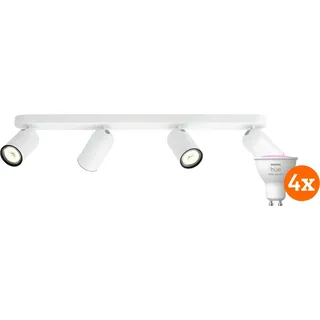 Philips Pongee Aufbauspot - 4 Spots - Weiß + Philips Hue White & Color GU10 (4x)