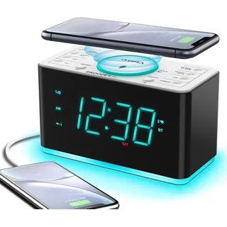 iTOMA Radiowecker 15 Watt kabellose Ladegeraet Bluetooth Digitales UKW-Radio