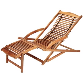 CASARIA® Sonnenliege Klappbar Wetterfest Holz Fußstütze Kissen 160kg Belastbarkeit Garten Balkon Liege Liegestuhl Schaukelliege 160x70x74cm Akazie