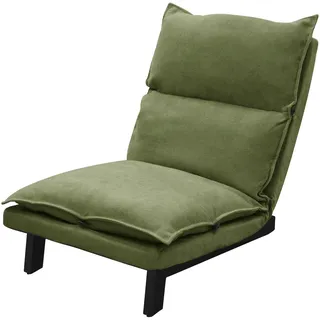 ML-Design Relaxsessel Bodenstuhl Leinen 59 x 73,5 x 73 cm Grün mit Kissen
