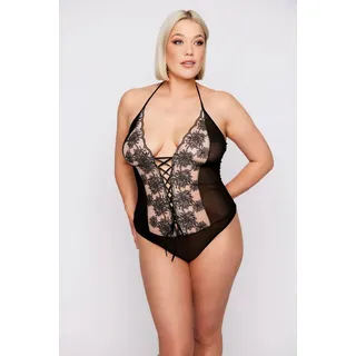 Ulla Popken Body Spitzenbody ouvert Öffnung im Schritt schwarz 50/52