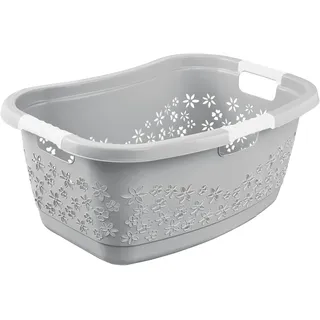 keeeper Ergonomischer Wäschekorb mit luftdurchlässigem Dekor, Anti-Rutsch-Softgriffe, 50 l, Lasse, Nordic Grey