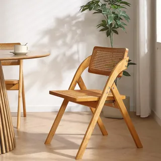 LIMHOME®| Klappstuhl TB008 (Packung, 1 St), Gestell aus Massiveholz FSC®, Sitzfläche aus Rattan