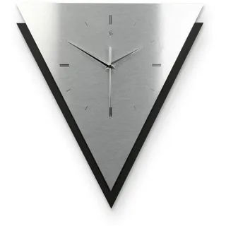 Kreative Feder Wanduhr Dreieckige 3D Designer-Wanduhr „Silver“ in modernem Metallic-Look (ohne Ticken; Funk- oder Quarzuhrwerk; elegant, außergewöhnlich, modern) silberfarben