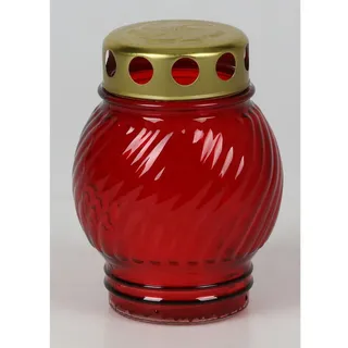 BURI Grabkerze 12x Glas-Grablicht rund H14 cm mit goldenem Deckel – Trauerkerze