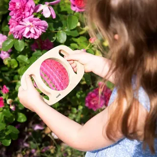 tickit Easy Hold Kaleidoskop – glatter Gummiholzrahmen mit griffigen Griffen und verpixelter Linse für sensorische Erkundung und Sprachentwicklung, Blue