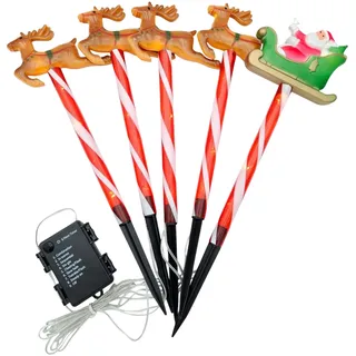 Meinposten LED Gartenstecker Weihnachten,5 Stück Weihnachtsstecker Außen Batterie Betrieben,Gartenleuchten Weihnachten,Weihnachtsbeleuchtung Außen,Weihnachtsdeko Outdoor